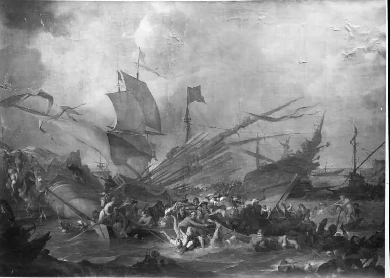 Seeschlacht zwischen Christen und Türken (Lepanto 1571?), by Johannes Lingelbach