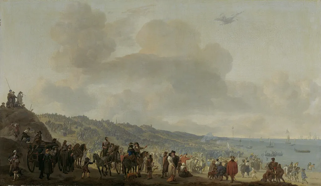 The Departure of Charles II (1630-1685) from Scheveningen, 2 June 1660, by Johannes Lingelbach, oil, 1667
