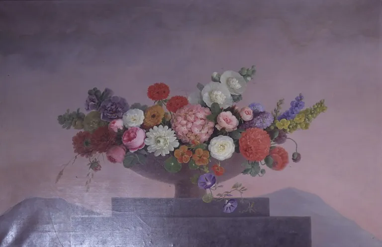 Blomster i en skål, by Johannes Ludvig Camradt, oil, 1830