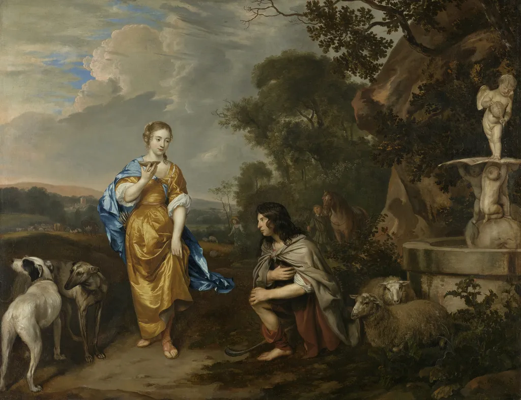 Double portrait of a young couple as Granida and Daiphilo, by Johannes Mytens, oil, 1650