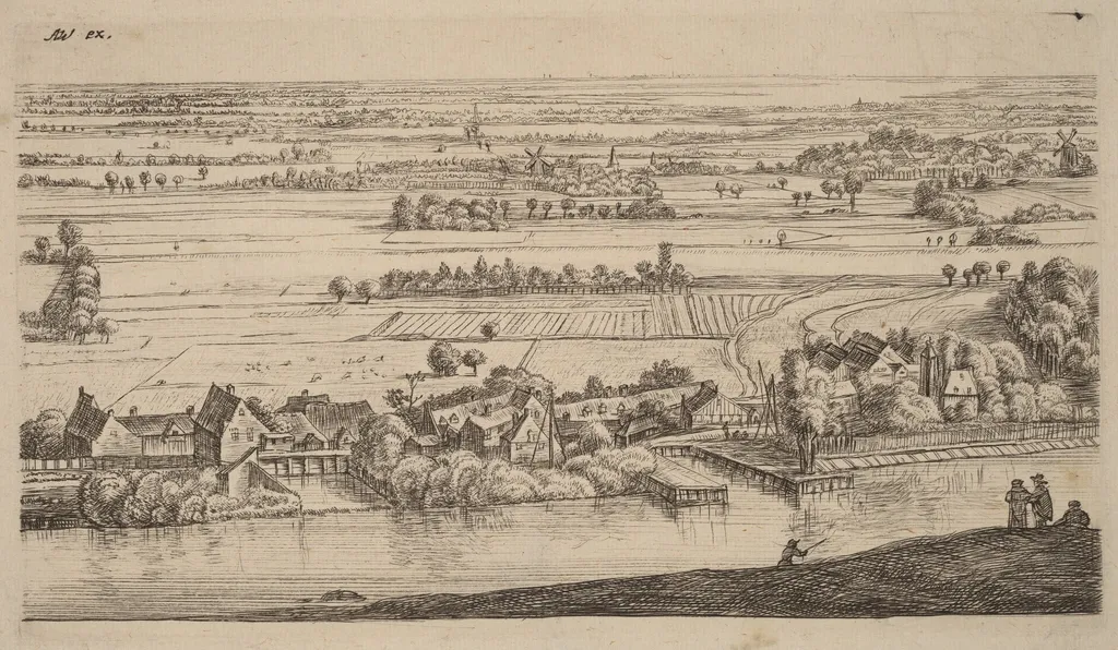Village beside a Canal, by Johannes Ruisscher, ink, 1601