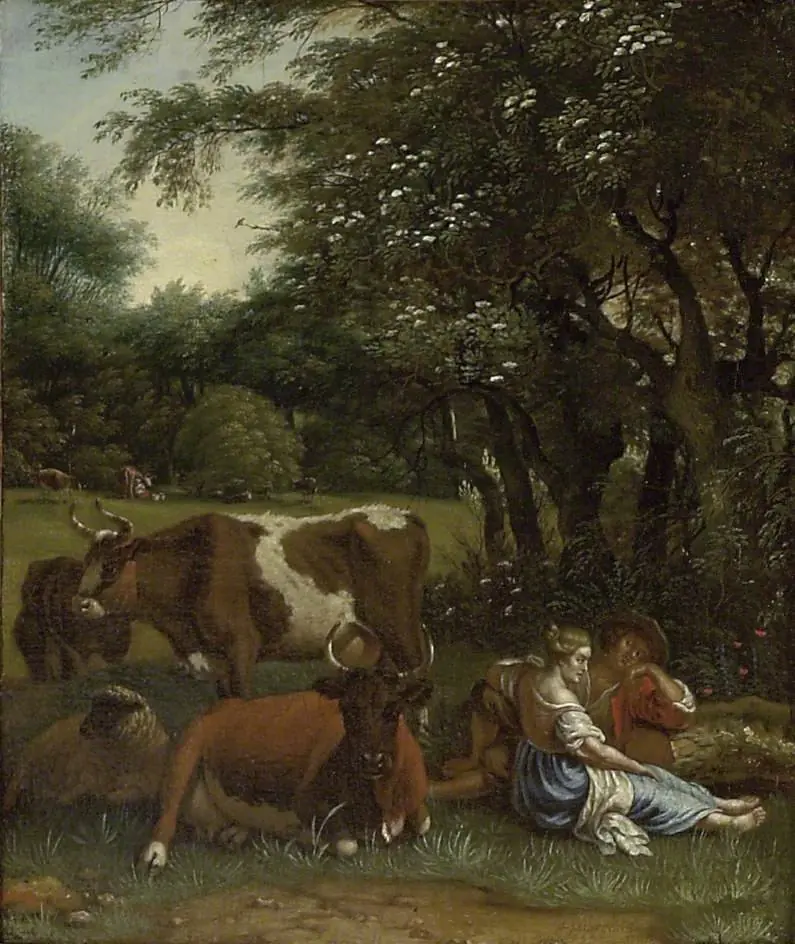 Landscape with Cattle and a Couple under a Tree, by Johannes Siberechts