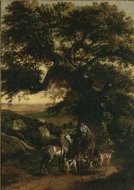 Landscape with hunters and pack, by Johannes Siberechts