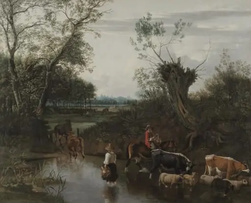 Peasants Crossing a Stream, by Johannes Siberechts