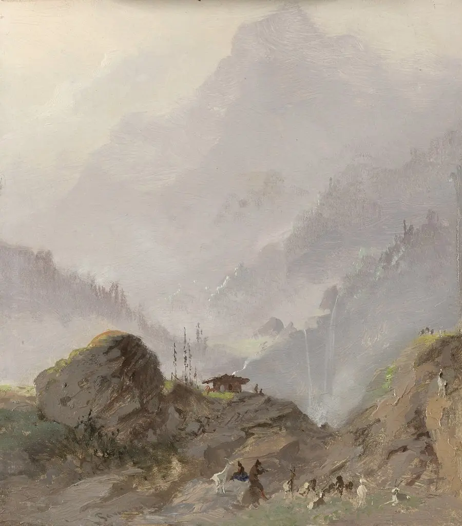 Alpine Landscape in Tyrol with Chamois Herd, by Johannes Tavenraat