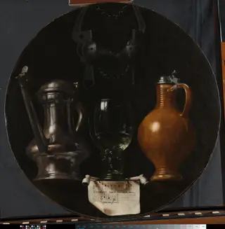 Emblematic Still Life with Flagon, Glass, Jug and Bridle