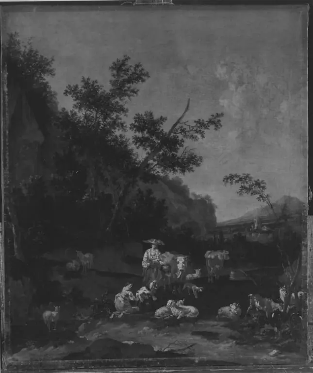 Italienische Landschaft mit Vieh und Hirtinnen, by Johannes van der Bent