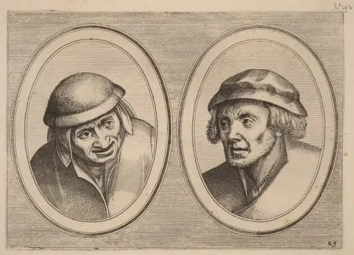 "Ael Pieter-mans" and "Bedorve Sloof om't Geldt", by Johannes van Doetechum the Elder