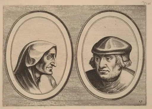 "Aerdighe Kniertje" and "Onbekommerde Klaes", by Johannes van Doetechum the Elder