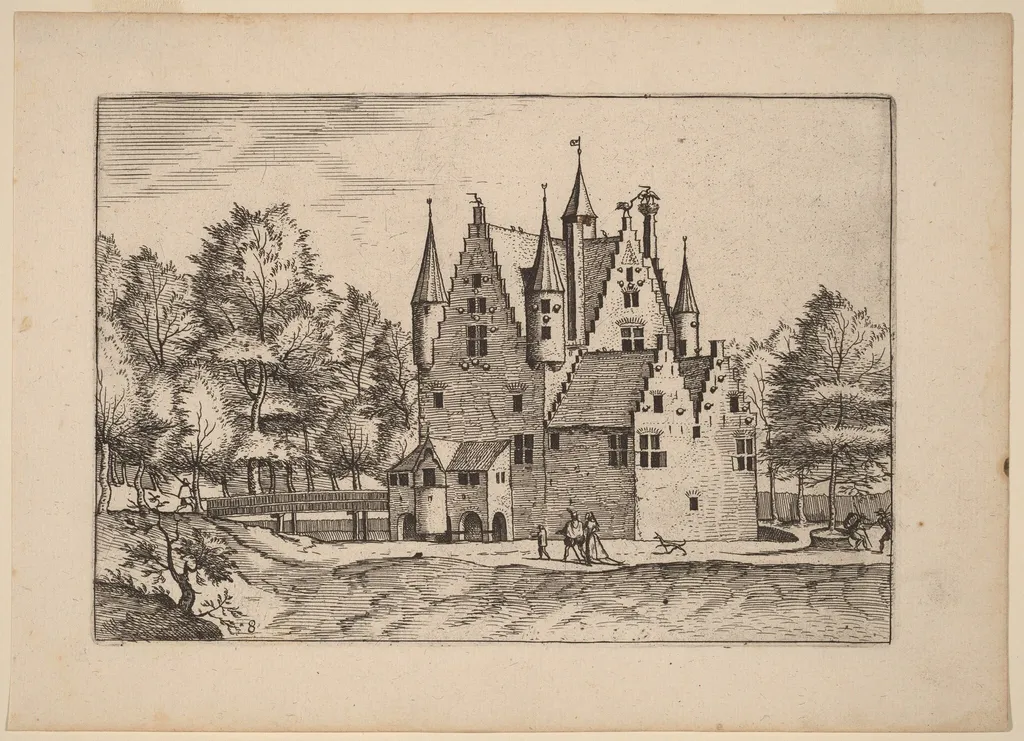 Castle, by Johannes van Doetechum the Elder, ink