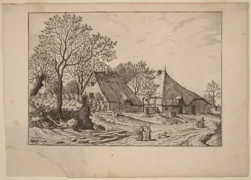 Farm with Shed and Draw Well, by Johannes van Doetechum the Elder