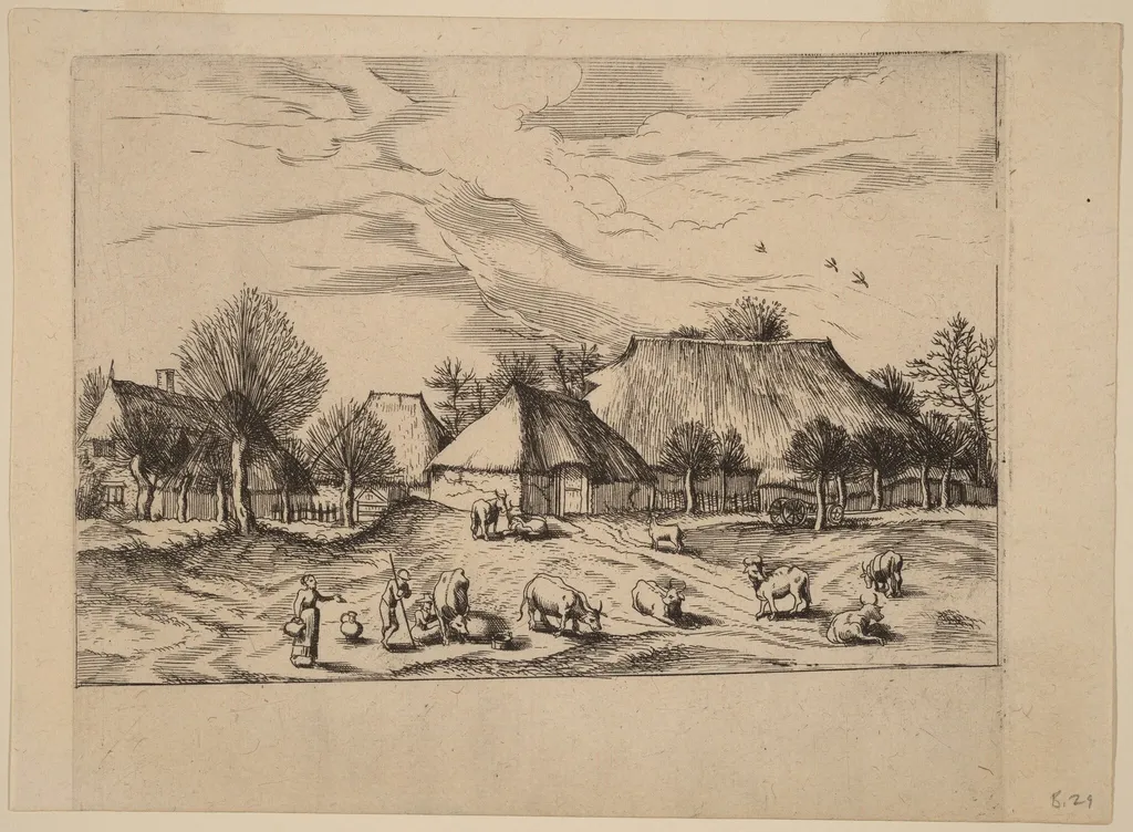 Farms, by Johannes van Doetechum the Elder, ink, 1560