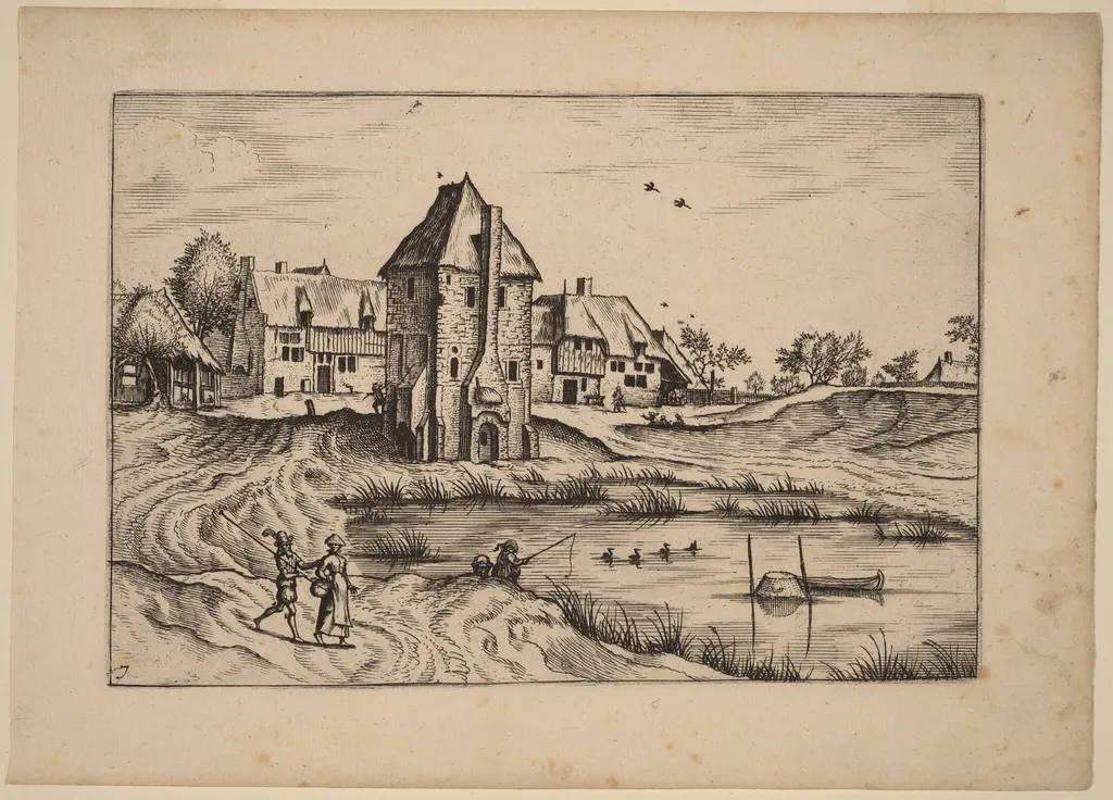 Farms, by Johannes van Doetechum the Elder, ink