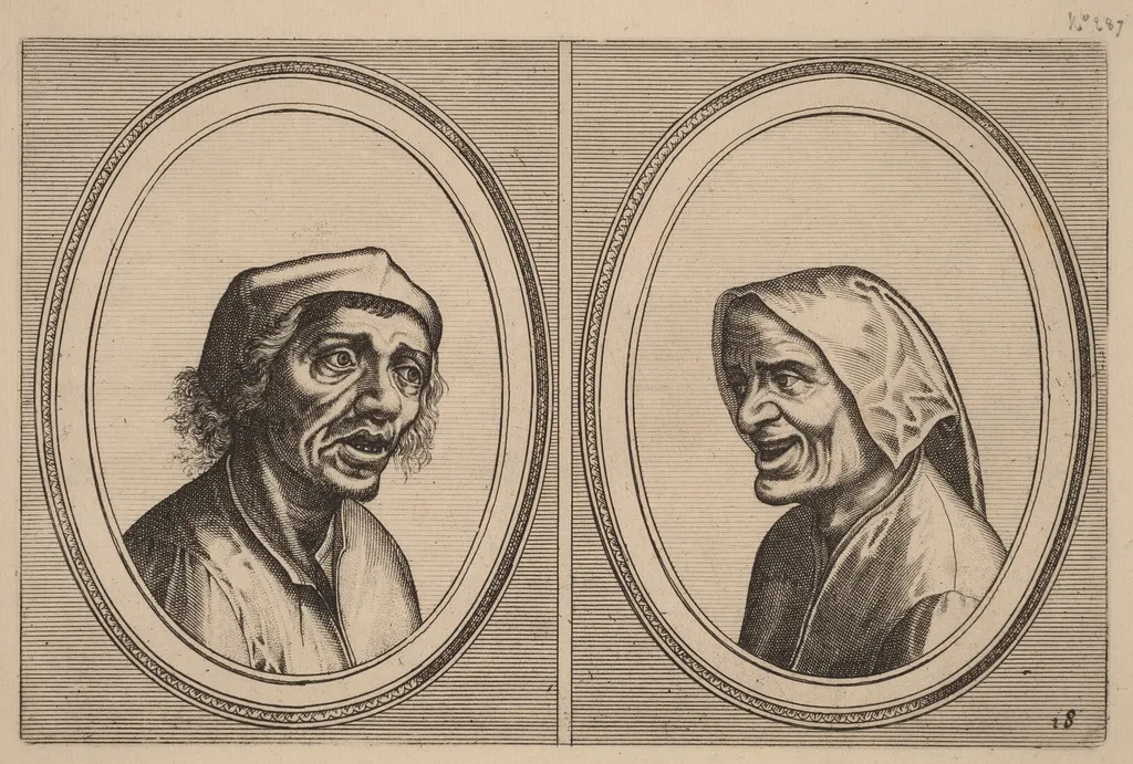 "Goe Geurtjen" and "Kribbighe Babbe", by Johannes van Doetechum the Elder, ink, 1564