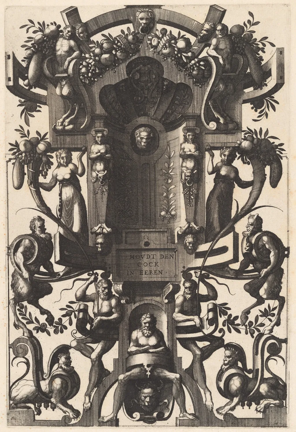 Grotesque with Strapwork in the Form of a Cartouche, by Johannes van Doetechum the Elder, ink, 1557
