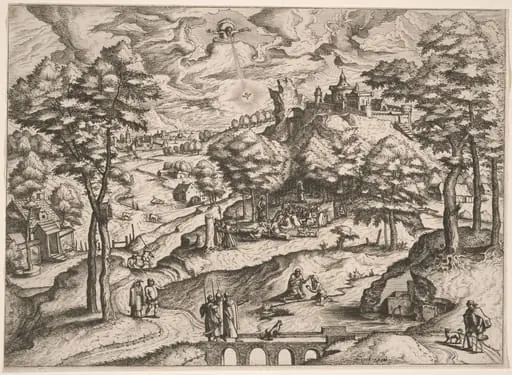 Landscape with the Baptism of Christ, by Johannes van Doetechum the Elder