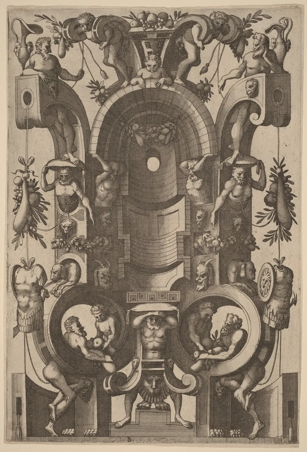 Niche in the Form of a Cartouche, by Johannes van Doetechum the Elder, ink, 1556