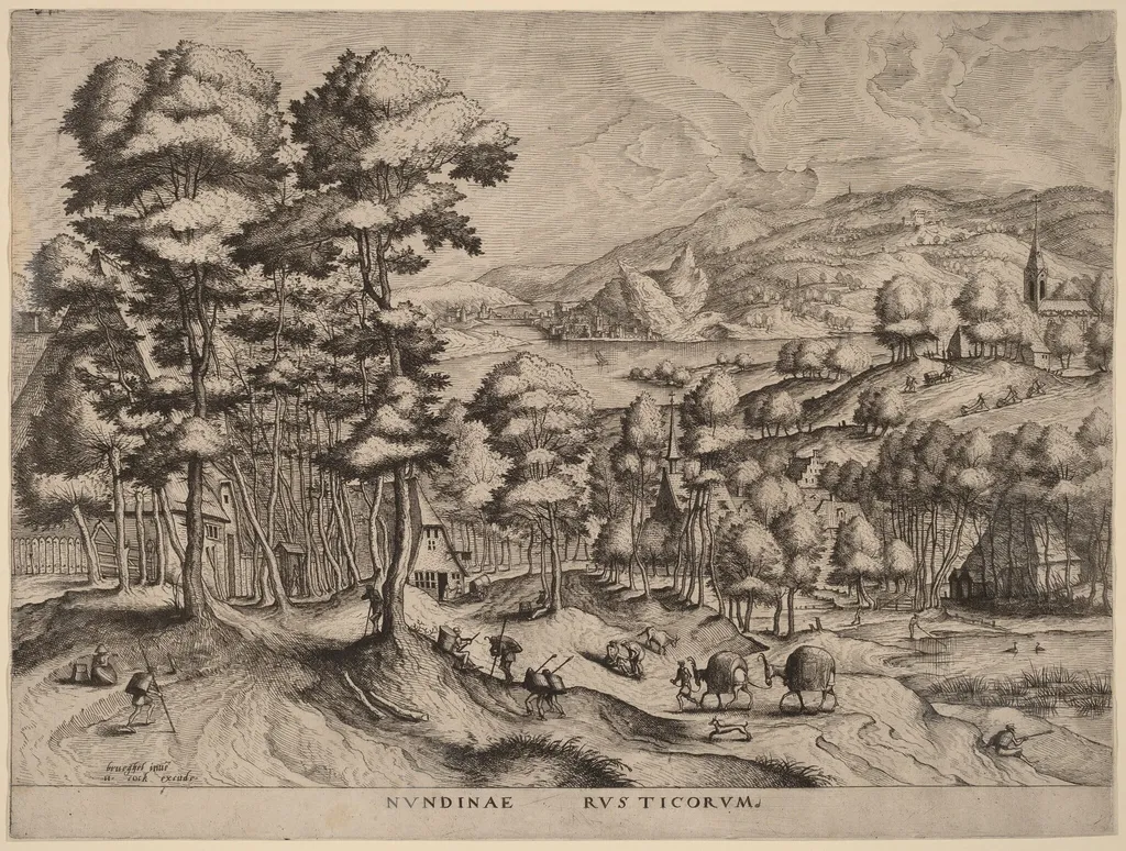Nundinae Rusticorum (Rustic Market), by Johannes van Doetechum the Elder, ink, 1556