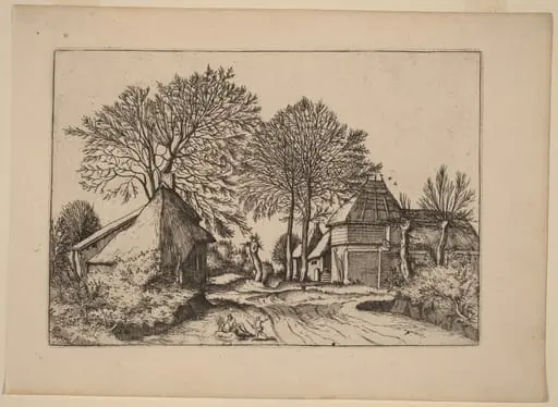 Road with Barn and Cottages, by Johannes van Doetechum the Elder