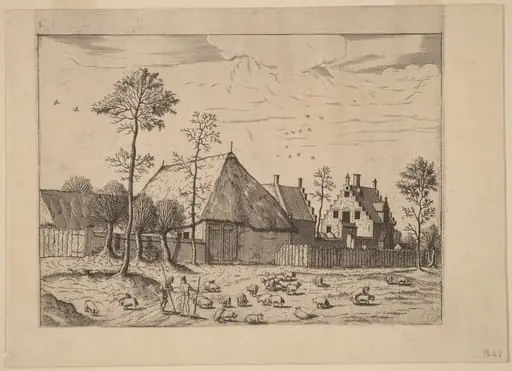 Shed with Cottage, by Johannes van Doetechum the Elder