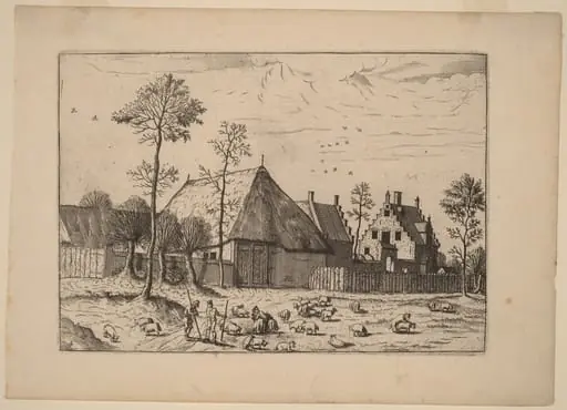 Shed with Cottage, by Johannes van Doetechum the Elder