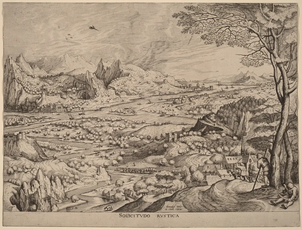 Solicitudo Rustica (Rustic Concerns), by Johannes van Doetechum the Elder, ink, 1556