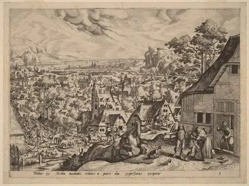 The Homecoming of Tobias, by Johannes van Doetechum the Elder