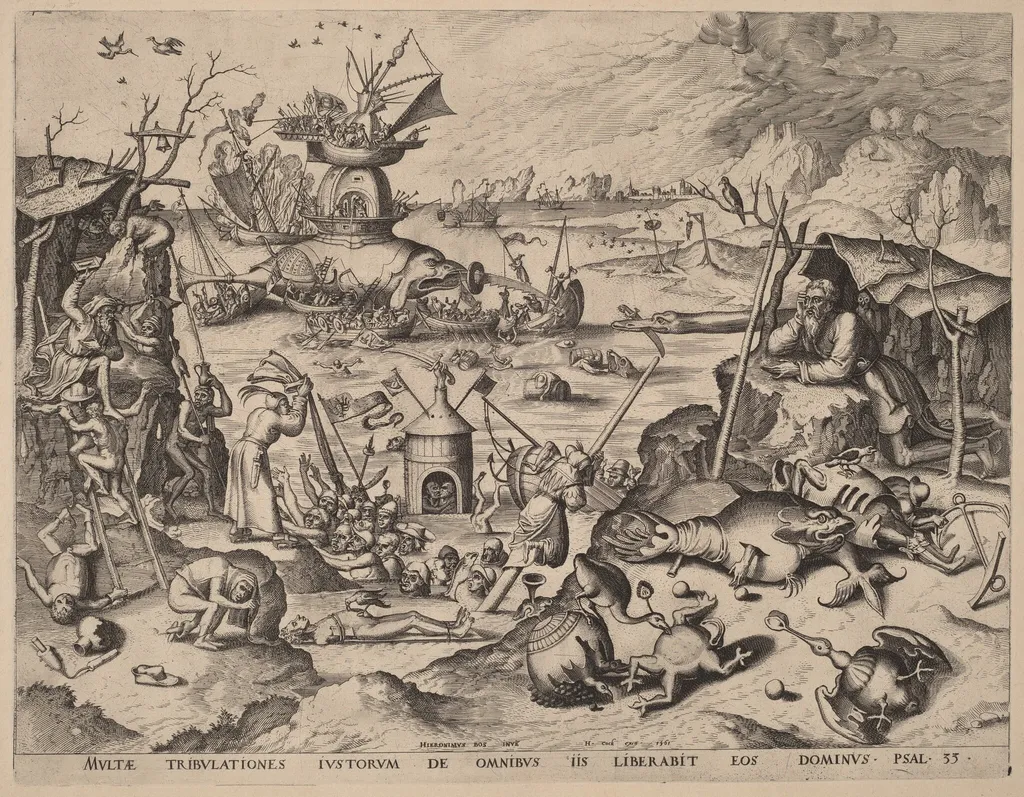 The Temptation of Saint Anthony, by Johannes van Doetechum the Elder, ink, 1561