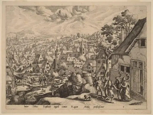 Tobias Taking Leave of his Parents, by Johannes van Doetechum the Elder