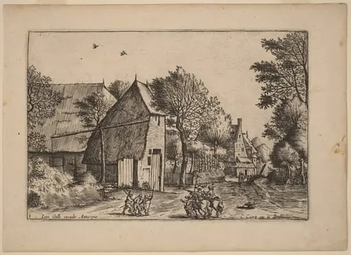 Village Road with Draw Well, by Johannes van Doetechum the Elder
