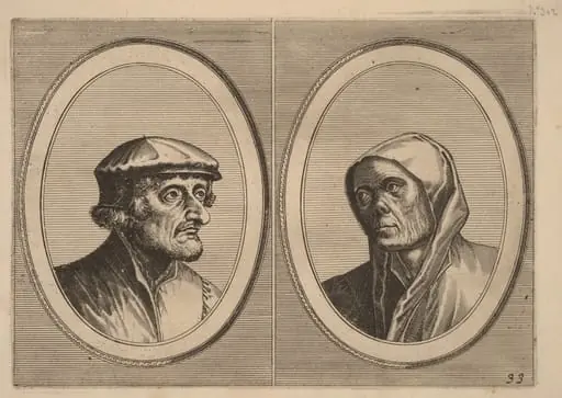 "Voorsichtighe Krijn" and "Broentje Spaer-pots", by Johannes van Doetechum the Elder