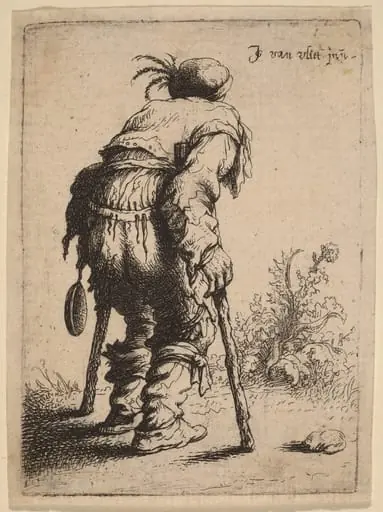 Beggar with Two Crutches, by Johannes van Vliet