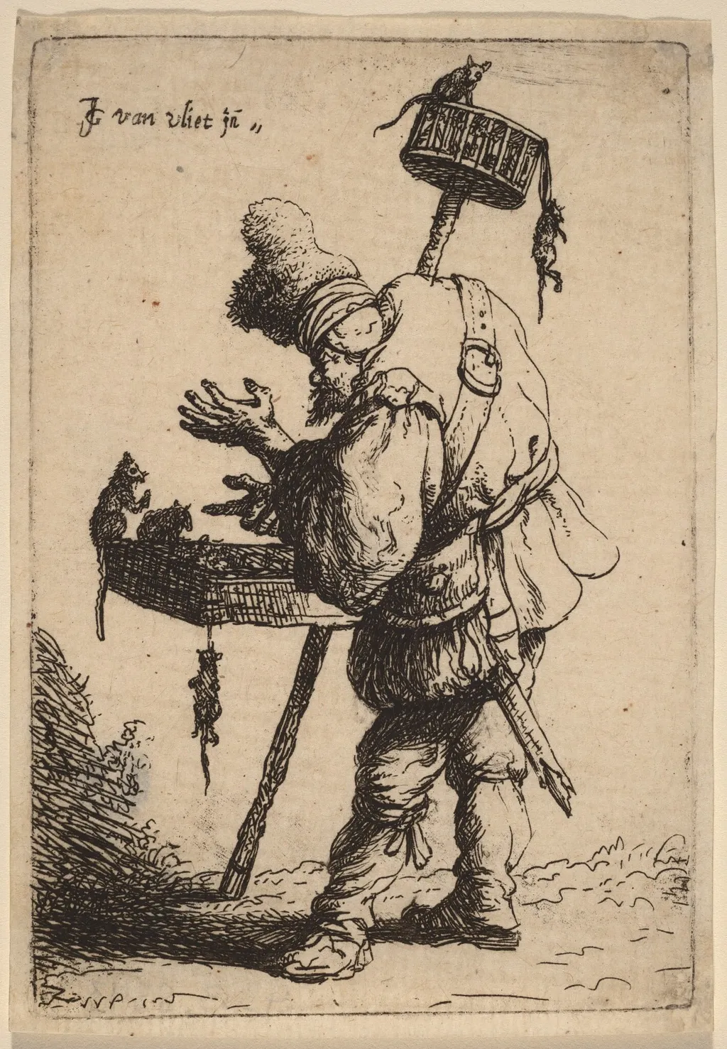 The Rat Catcher, by Johannes van Vliet, ink, 1632