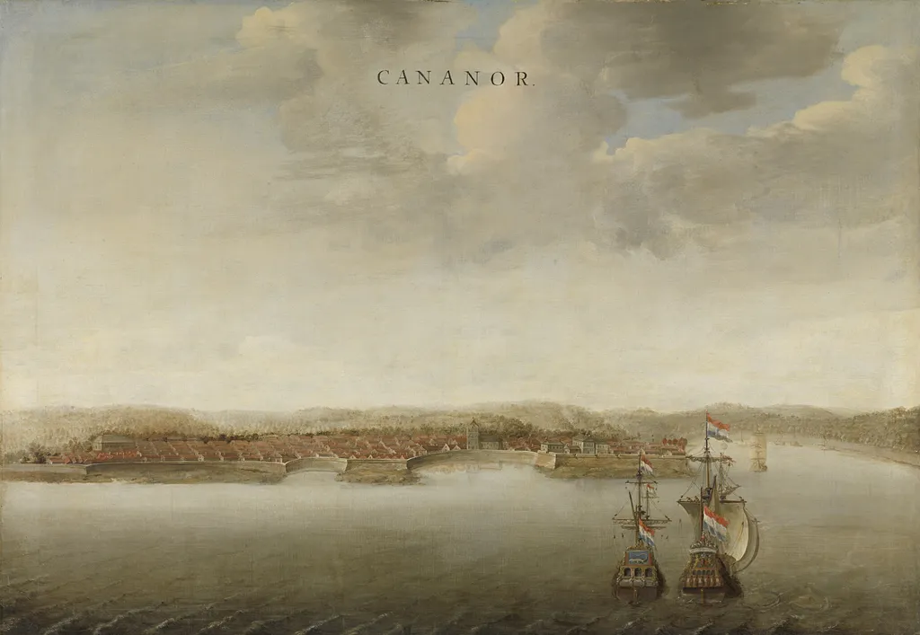 View of Cannanore on the Malabar Coast in India, by Johannes Vingboons, oil, 1662