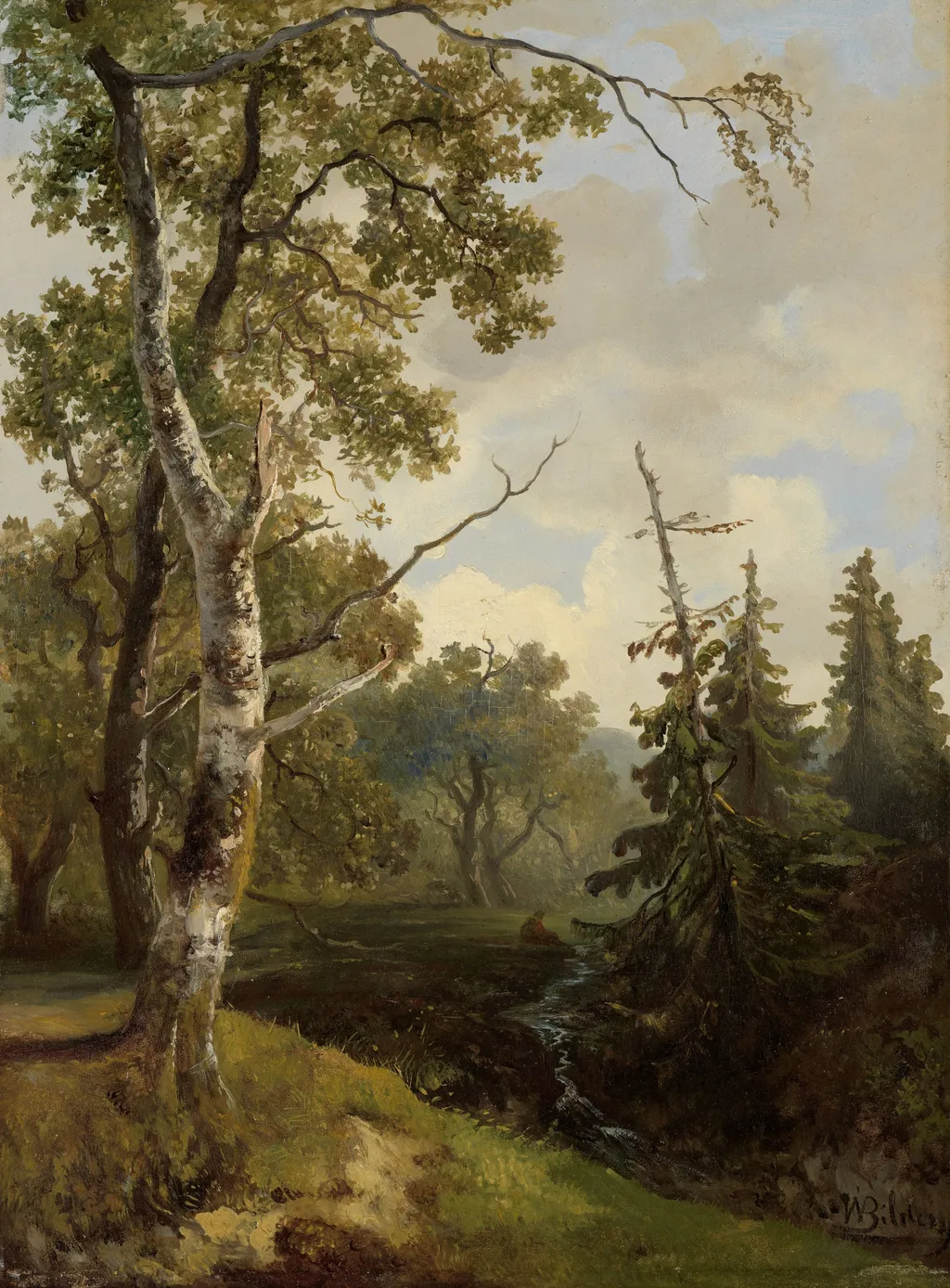View of the Forest near Wolfheze, by Johannes Warnardus Bilders, oil, 1875