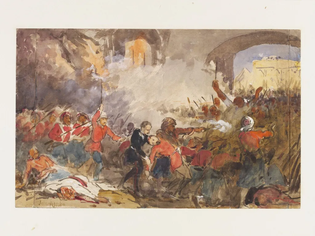 The Murder of Sir Louis Cavagnari at Kabul. 1879, by John Absolon, watercolor, 1879