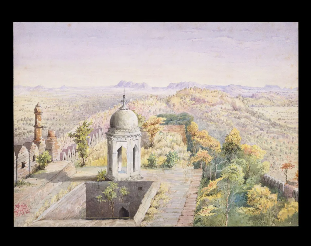 Landscape in Ambagarh, Bhandara (Central Provinces), India, by John Alexander Temple, paint, 1885