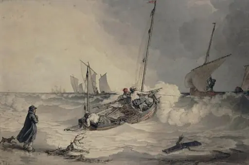 Fishing boats going out, by John Augustus Atkinson