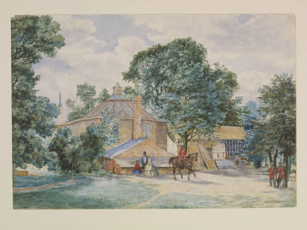 The first lecture theatre at the South Kensington Museum, later the Victoria and Albert Museum, by John B. Williamson, watercolor, 1860