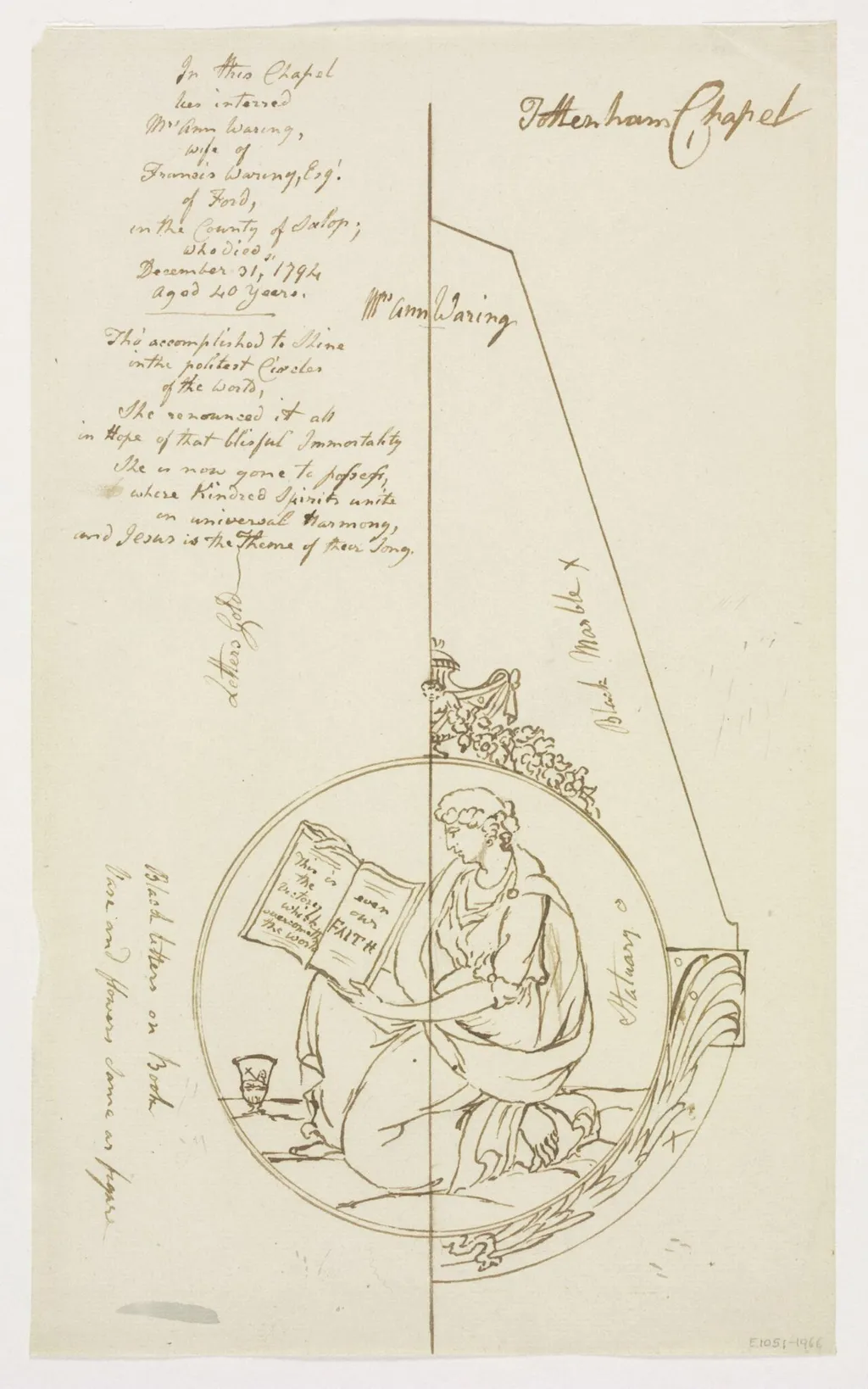 The monumenr of Ann, wife of Francis Waring, by John Bacon, 1750
