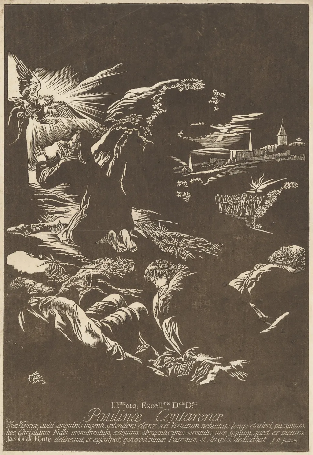 Christ on the Mount of Olives, by John Baptist Jackson, ink, 1743