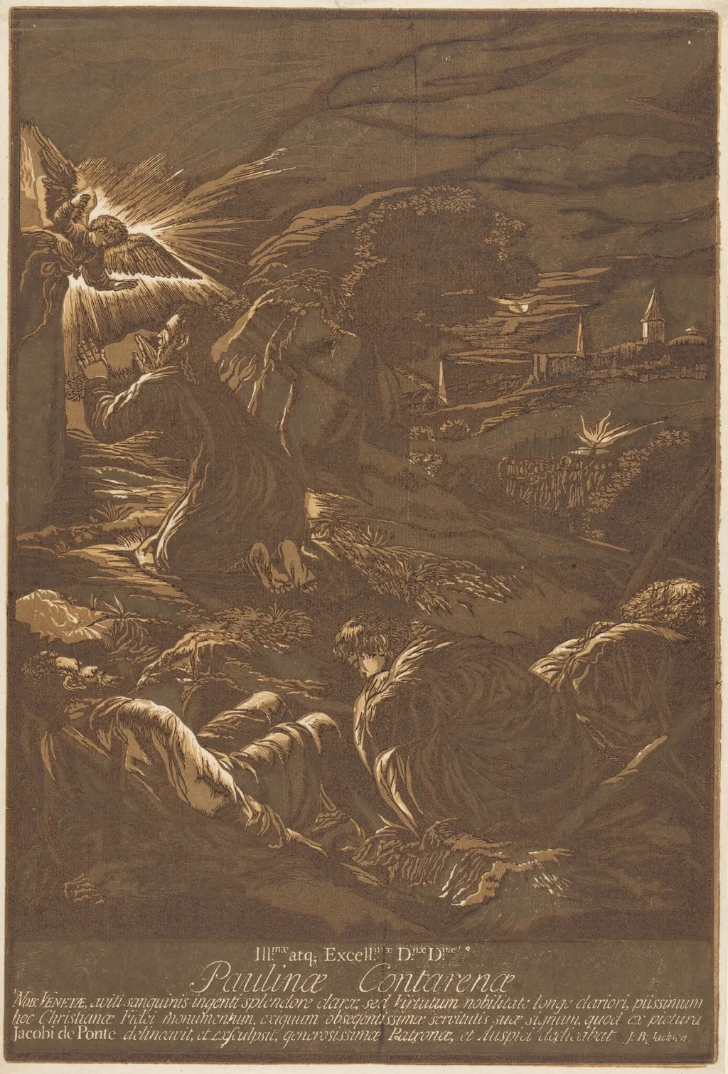 Christ on the Mount of Olives, by John Baptist Jackson, ink, 1743