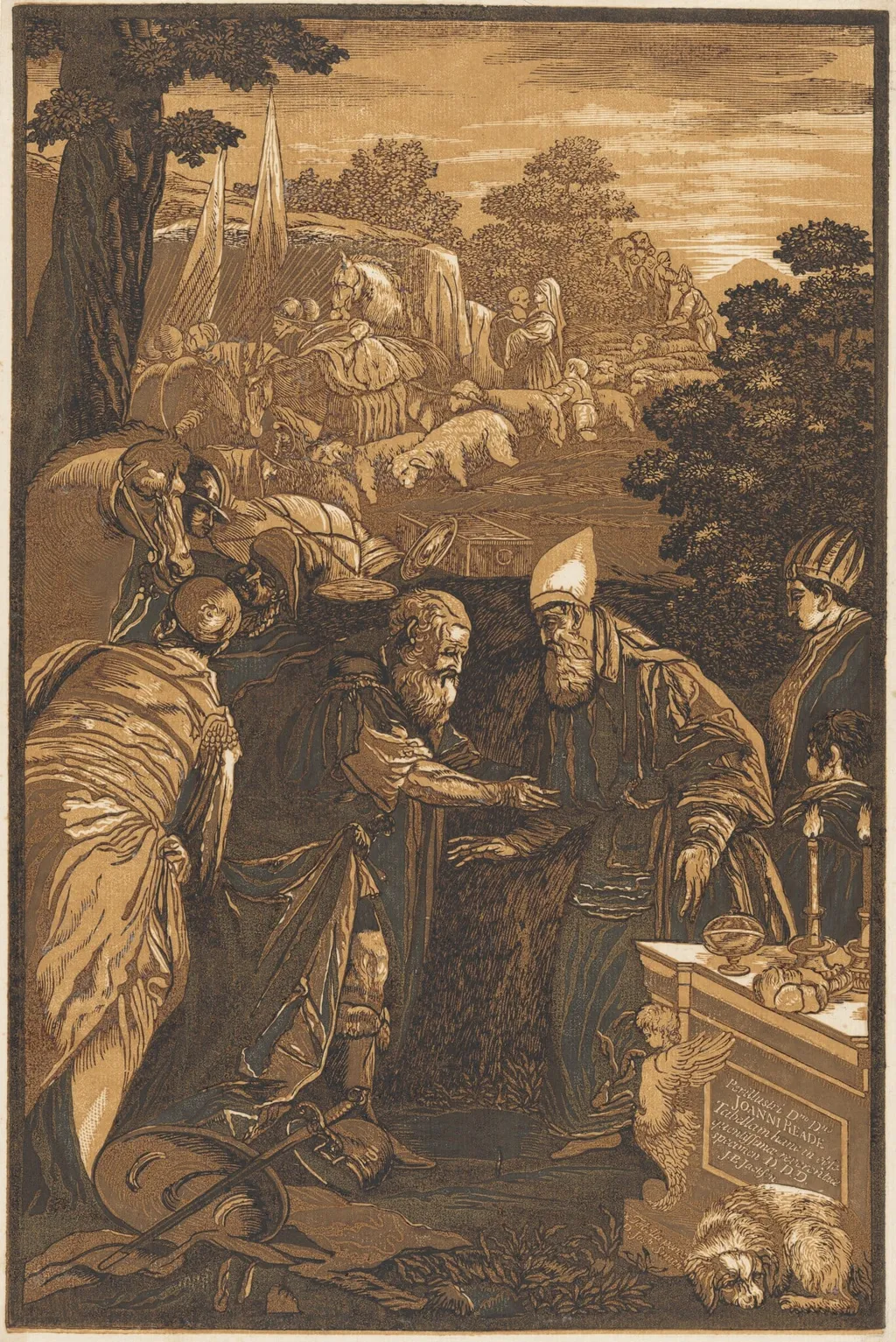 Melchisedech Blessing Abraham, by John Baptist Jackson, ink, 1743