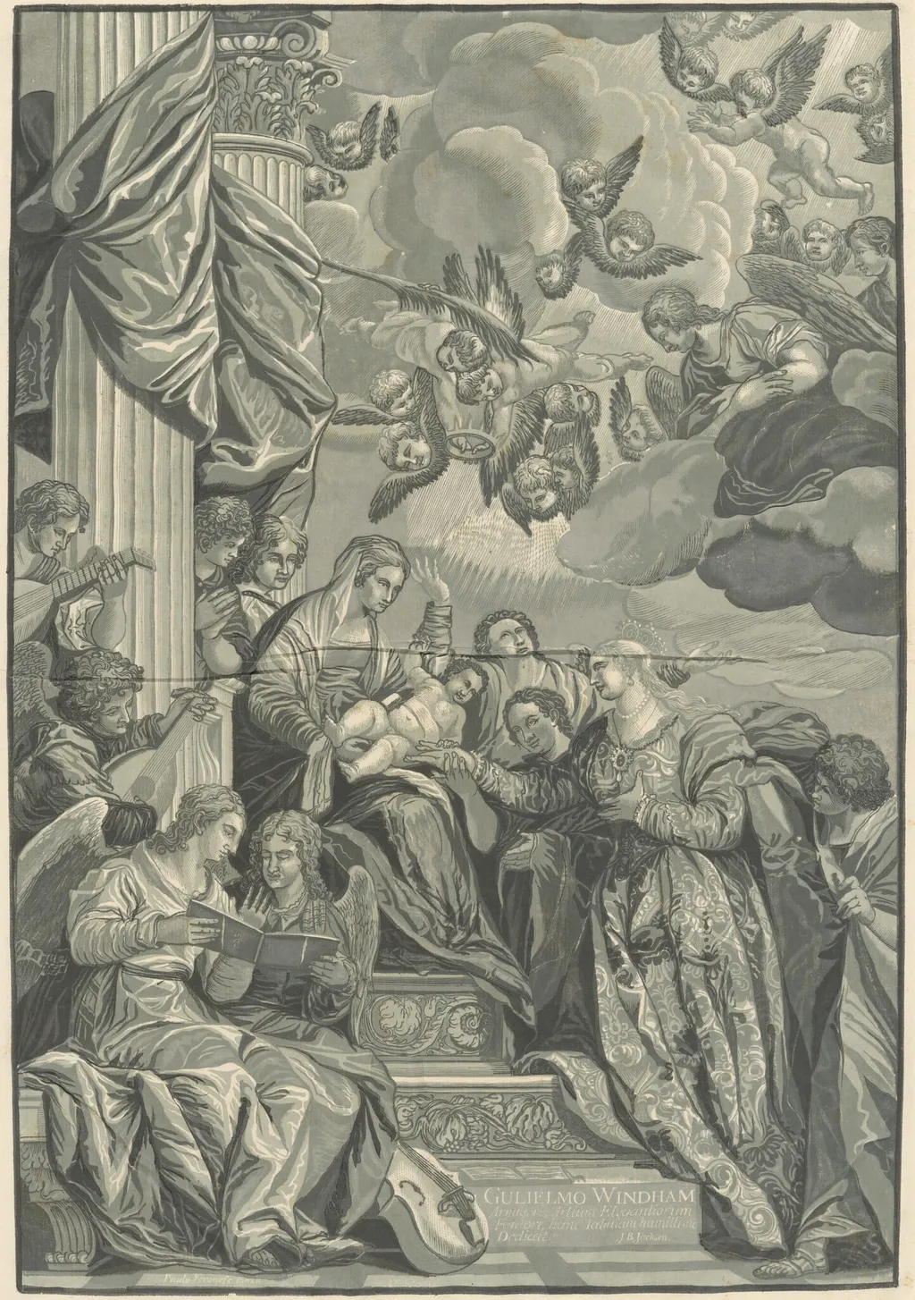 Mystic Marriage of Saint Catherine, by John Baptist Jackson, ink, 1740
