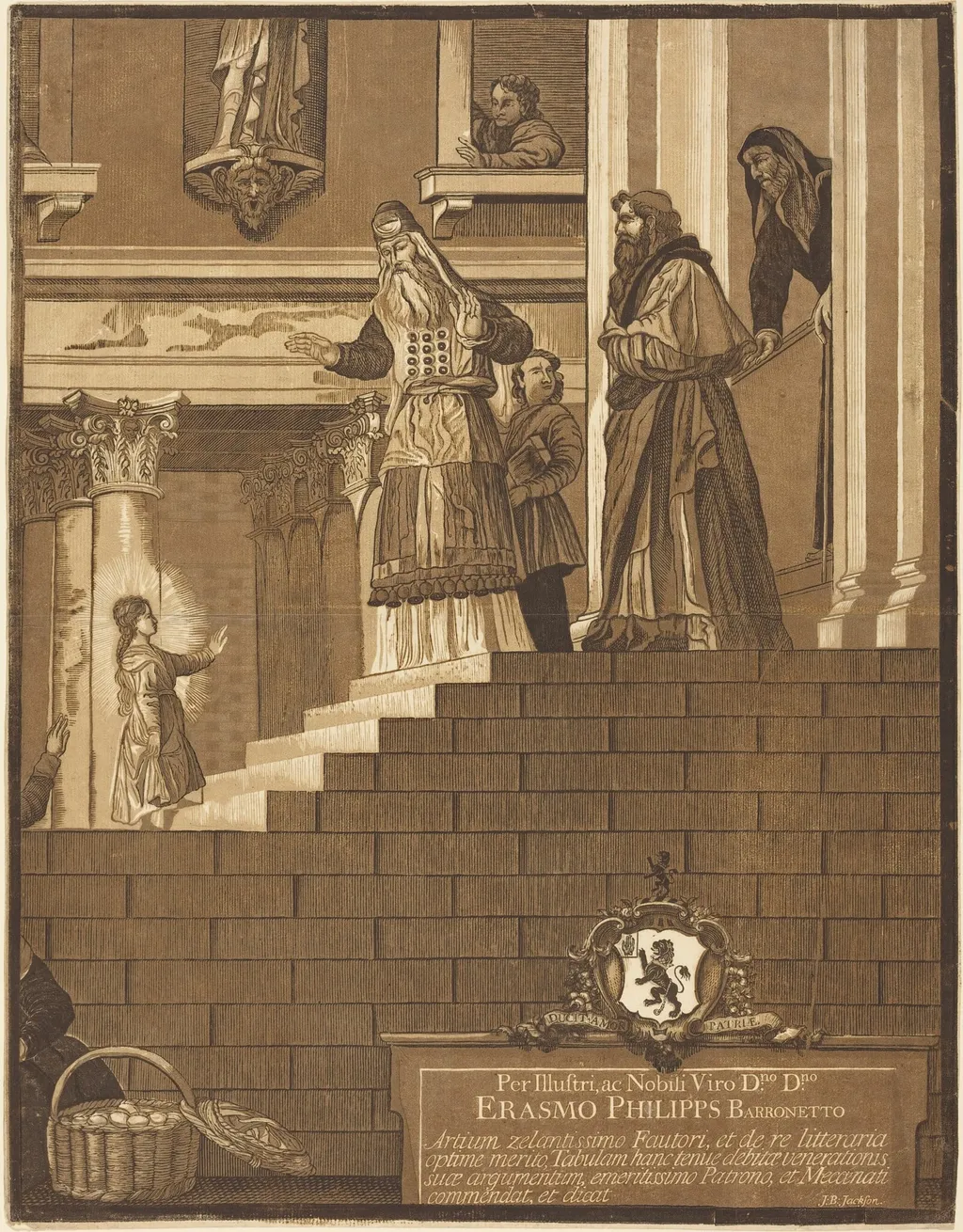 Presentation of the Virgin in the Temple, by John Baptist Jackson, ink, 1742