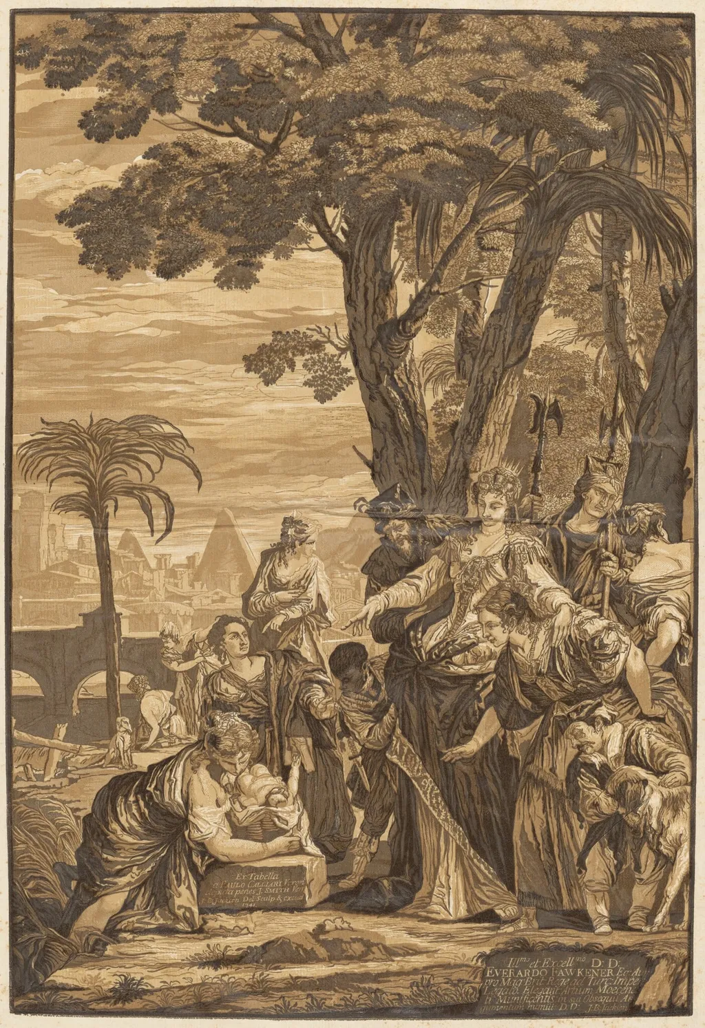 The Finding of Moses, by John Baptist Jackson, ink, 1741