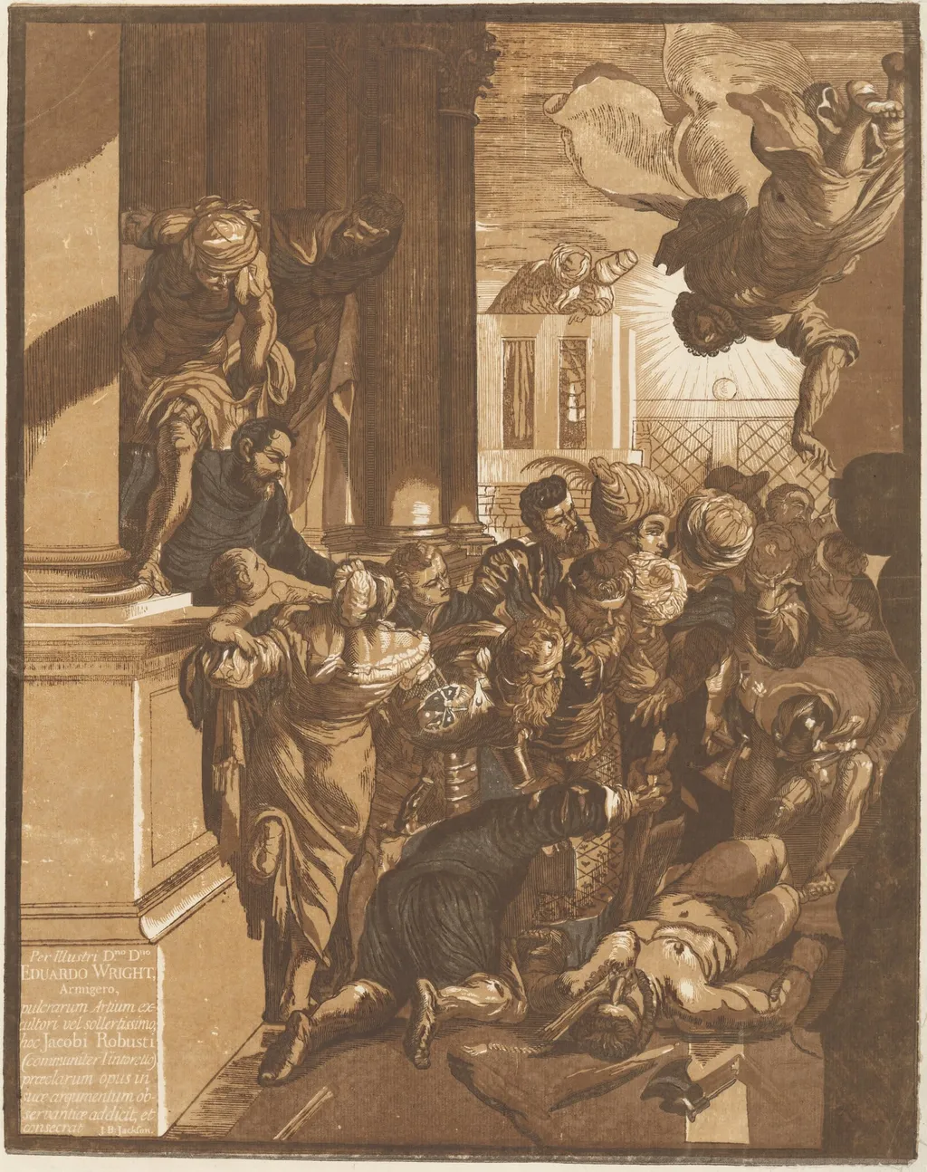 The Miracle of Saint Mark (left side), by John Baptist Jackson, ink, 1740
