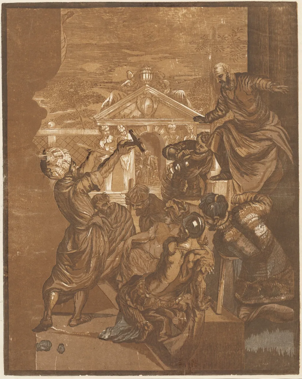 The Miracle of Saint Mark (right side), by John Baptist Jackson, ink, 1740