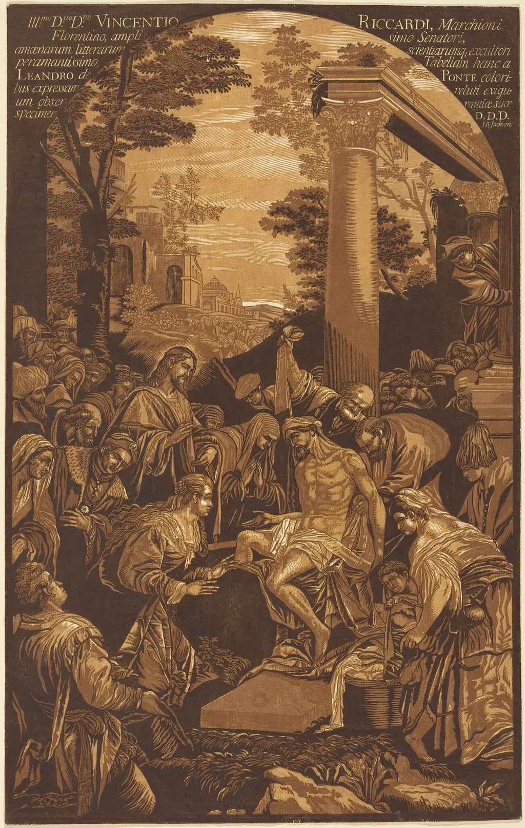 The Raising of Lazarus, by John Baptist Jackson, ink, 1742