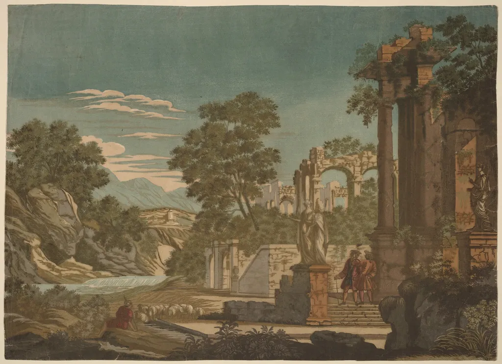 Ulysses and Polyphemus, by John Baptist Jackson, ink, 1701
